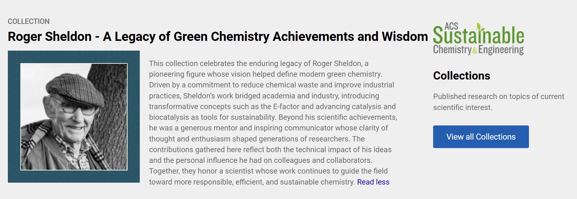 Collection- Roger Sheldon - A Legacy of Green Chemistry Achievements and Wisdom