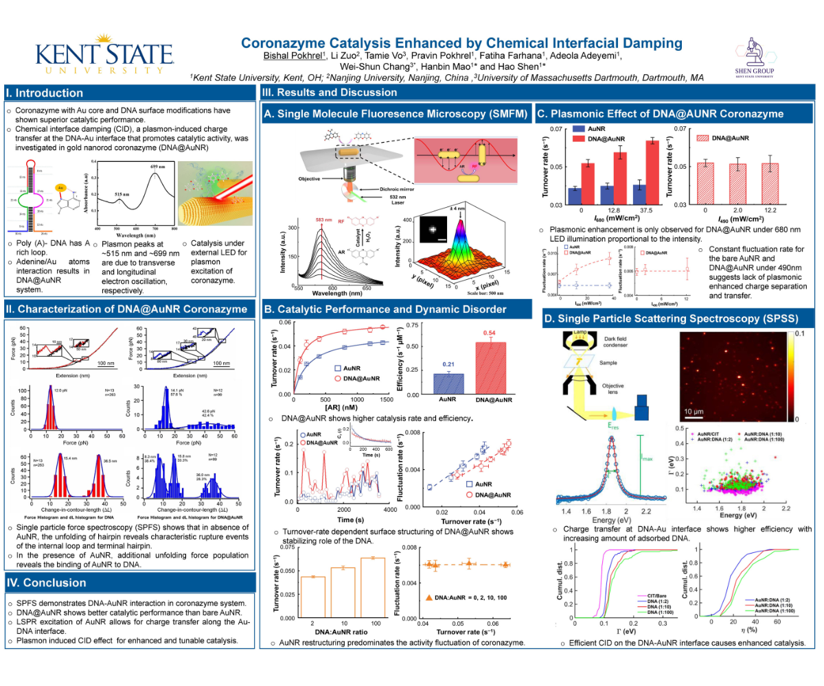 The image consists of the poster titled " Coronazyme Catalysis Enhanced by Chemical Interfacial Damping"