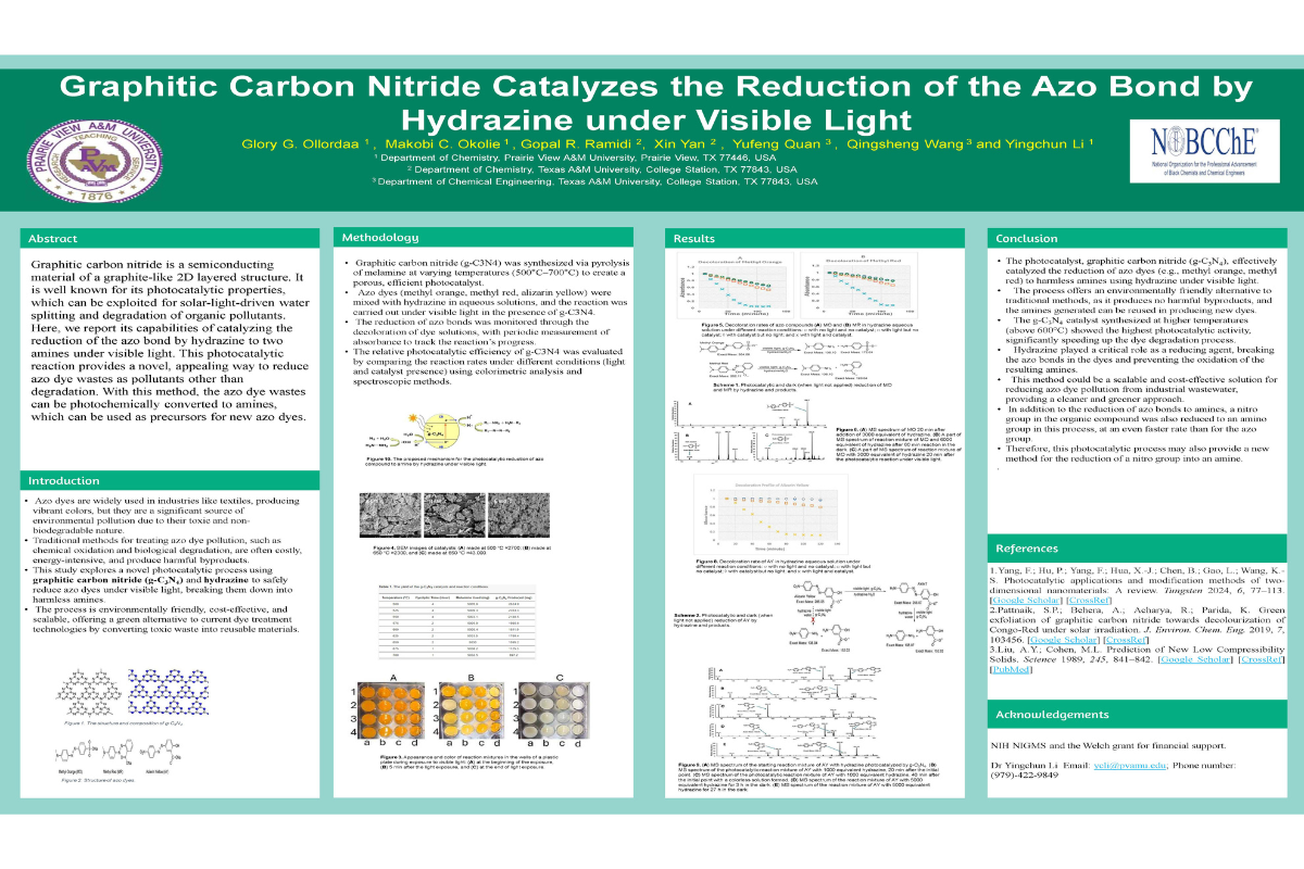 Poster on Graphitic Carbon Nitride Catalyzes the Reduction of the Azo Bond by Hydrazine Under Visible Light