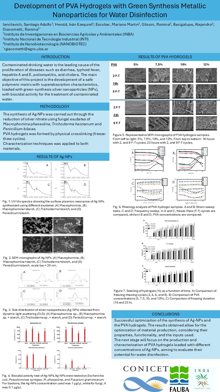 Development of PVA Hydrogels with Green Synthesis Metallic Nanoparticles for Water Disinfection