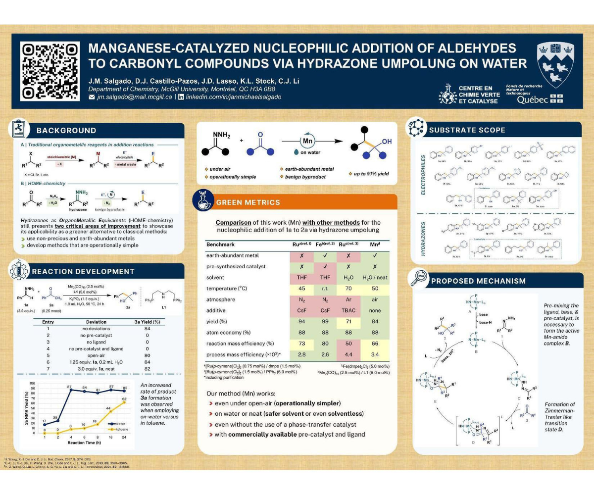 Poster on manganese-catalyzed nucleophilic addition of aldehydes to carbonyl compounds via hydrazone umpolung on water