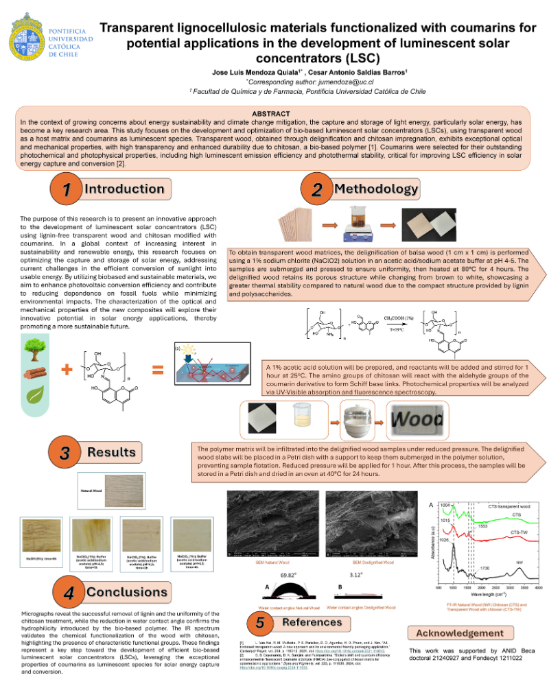 Poster on transparent lignocellulosic materials functionalized with coumarins for potential applications in the development of luminescent solar concentrators (LSC)