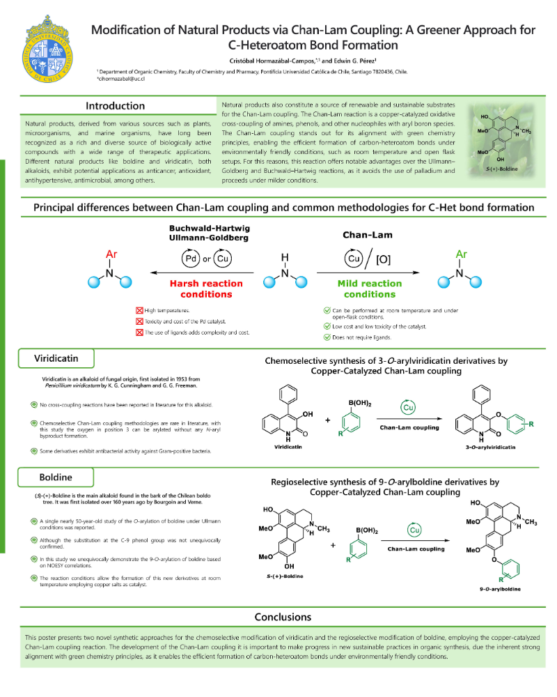 Poster on Modification of Natural Products via Chan-Lam Coupling: A Greener Approach for C-Heteroatom Bond Formation