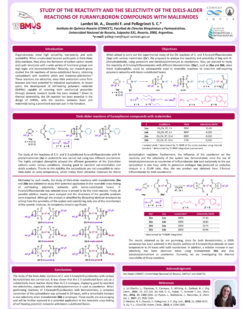 Poster on Study of the Reactivity and the Selectivity of the Diels-Alder Reactions of Furanylboron Compounds with Maleimides