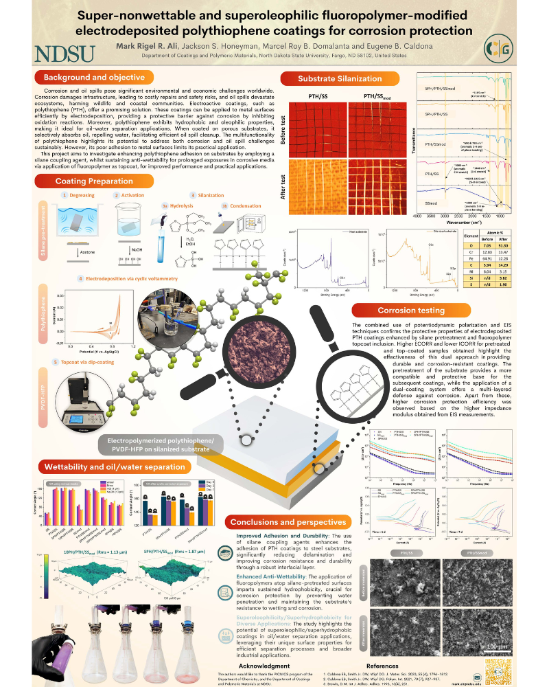 Poster on Super-Nonwettable and Superoleophilic Fluoropolymer-Modified Electrodeposited Polythiophene Coatings for Corrosion Protection