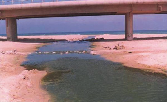 Pollution by leaching waste water (Gaza Valley)