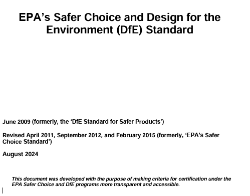 First page of the Safer Choice Standard