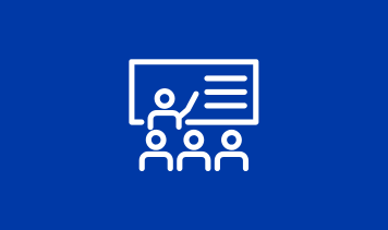 icon of teaching on blue background