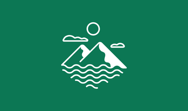 green background and sketch of mountains in white