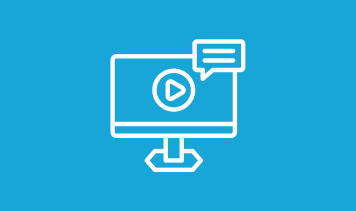 light blue background with outline of computer with chat box in white