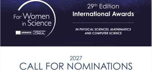 29th Edition International Awards IN PHYSICAL SCIENCES, MATHEMATICS  AND COMPUTER SCIENCE for women in science
