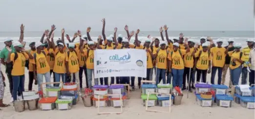 This group of secondary school students from selected African countries participated in the Citizen Observation of Local Litter in Coastal Ecosystems (COLLECT) program on a beach in the Republic of Benin. Source: https://www.facebook.com/COLLECT.Ocean/