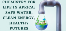 Chemistry for Life in Africa: Safe Water, Clean Energy, Healthy Futures with a faucet and a water drop that show a small village