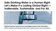 Faucet with running water representing the human right to safe and clean drinking water.