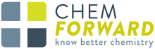 ChemFORWARD Logo: four blue and green squares to the left, the right text states, "ChemFORWARD Know Better Chemistry"