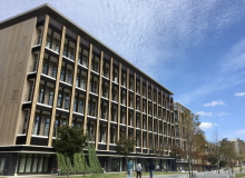 A building on the Tohoku University campus with blue sky in the background