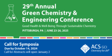 29th annual green chemistry and engineering conference call for symposia