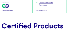 Screen capture of part of the certified products page