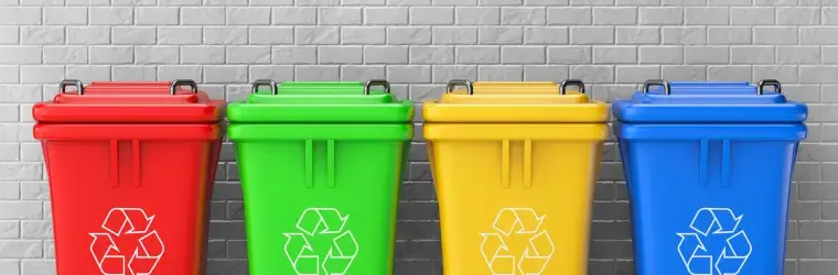 Multi-Colored Trash Cans