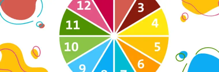 a color wheel divided into twelve parts